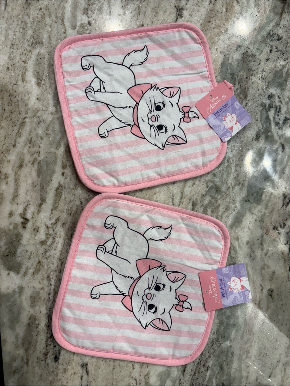 Disney Marie Pink Striped Pot Holder - Set of 2